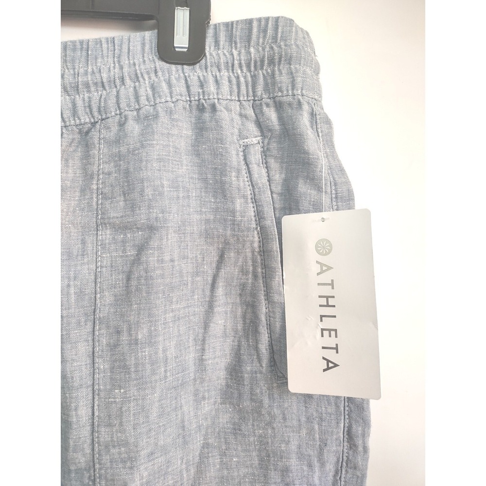 New Athleta 100% Linen Joggers Pants 16 Chambray Blue Travel NWT Vacation Cruise - Picture 11 of 13